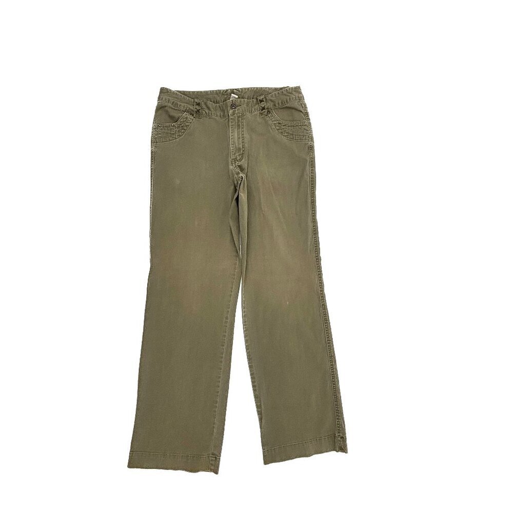 Venezia Wide Leg Back Flap Pockets Women's size 14 Green Denim Jeans